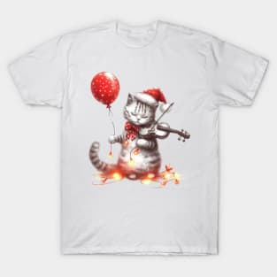 Cat Christmas violin T-Shirt